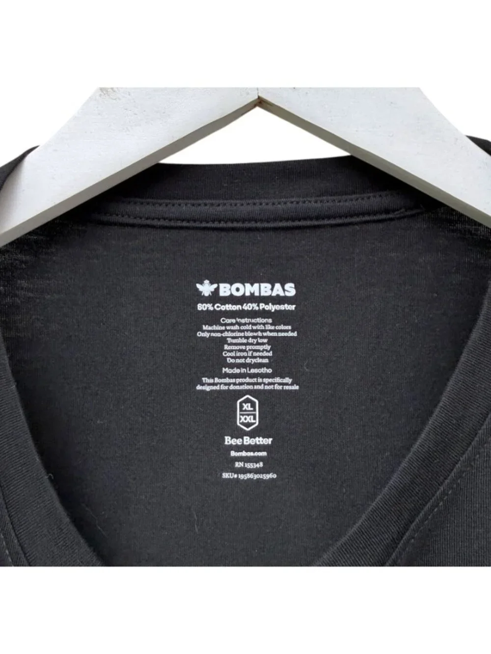 Bombas Mens Crew Neck T-Shirt  XL Black Short Sleeve Essential Tee